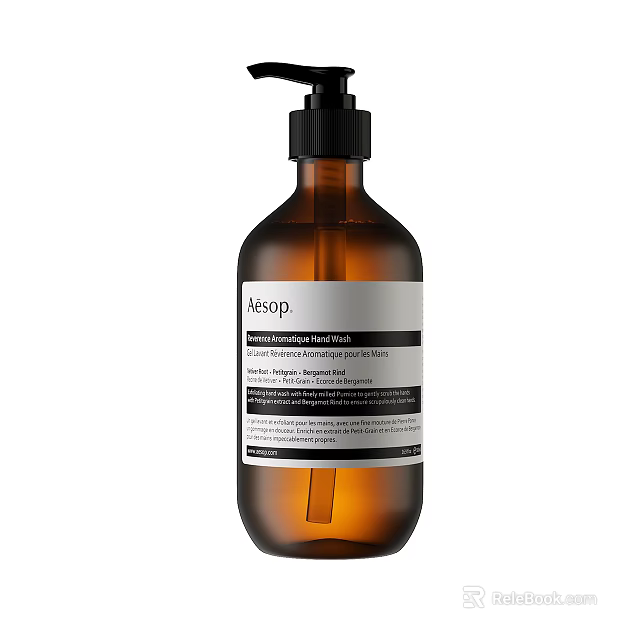 Aesop Gentle Cleansing Milk Skincare Product With Brown Bottle And Pump Dispenser 3d model 