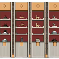 Modern Decorative Cabinets With Pink And White Shelves And Built In Lighting