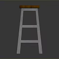 Modern Design Stool With Brown Wooden Seat And Metal Cross Support Legs
