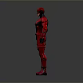 Red Superhero Costume Design With White Chest Logo Black Gloves And Boots