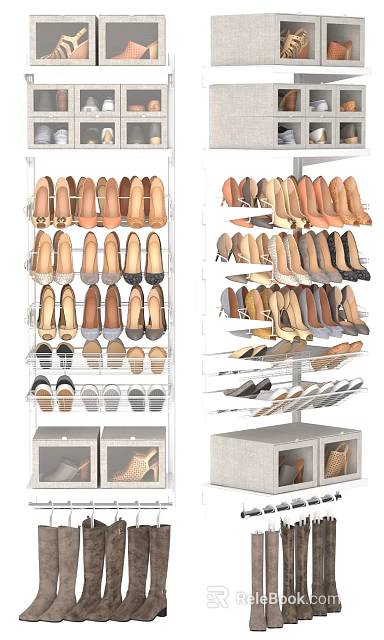 Modern Multi Layer Shoe Rack With Multiple Shelves For Organizing Various Footwear 3d model