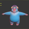 3D Rendered Blue Cartoon Bear Wearing Colorful Headphones With Arms Outstretched On Dark Background