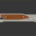 Modern Folding Knife With Metal Body Wooden Grip And Reflective Surface Design Detail