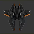Futuristic Sci Fi Spaceship Model With Black Orange Sleek Design And Detailed Structure