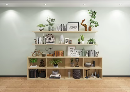 Ornaments Flower Book Vase Device Bookshelf 3d model