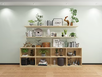 Ornaments Flower Book Vase Device Bookshelf 3d model