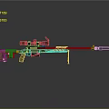Yellow Sniper Rifle With Scope And Bipod On Gray Background