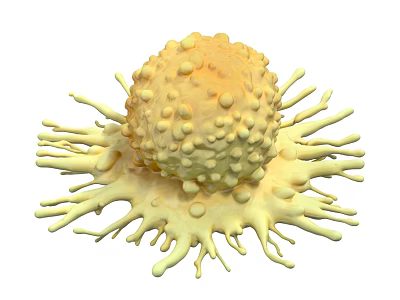 Yellow Spherical Microorganism With Protrusions And Radial Structures 3d model