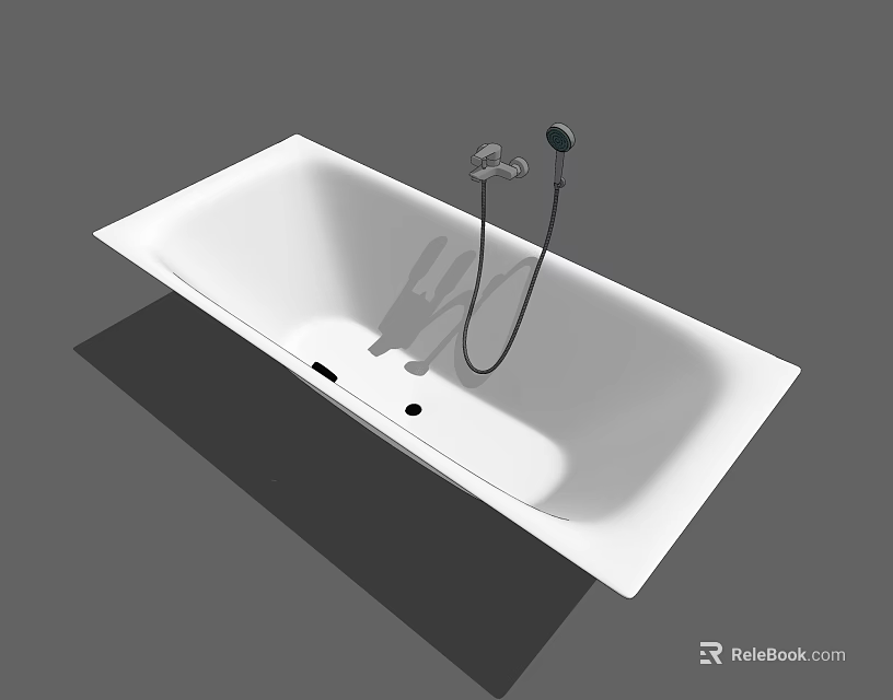 Sleek Modern White Freestanding Bathtub with Chrome Faucet and Handheld Shower 3d model 