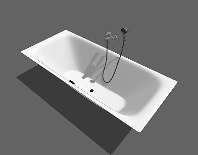 Sleek Modern White Freestanding Bathtub with Chrome Faucet and Handheld Shower 3d model