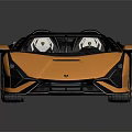 Orange Black Convertible Sports Car with Sleek Design and Red Alloy Wheels