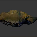Detailed 3D Garden Landscape Model Featuring Cliffs Vegetated Terrain And Water Areas