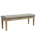 Modern Light Gray Upholstered Bench With Tufted Design And Wooden Legs