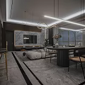 Modern Living Dining Room Design With Gray Sofa Round Coffee Table Dining Chairs And Pendant Lights