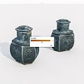 Two Traditional Ceramic Jars With Intricate Carved Patterns And Lids