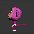 Cute Pink Monkey 3D Model with Large Ears White Hands Feet and Simple Facial Expression