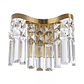 Elegant Gold Frame Wall Light With Diamond Shaped And Long Crystal Decorations And Warm Illumination