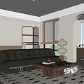 Modern Middle Style Living Room No Main Lamp Living Room Sofa Coffee Table Combination Leisure Chair Middle Style Floor Lamp 3d model