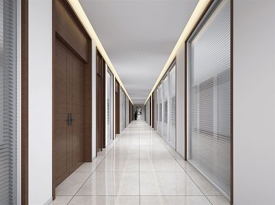 modern aisle office walkway 3d model