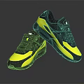 Black And Yellow Athletic Shoes With Streamlined Design And Comfortable Sole 3d model