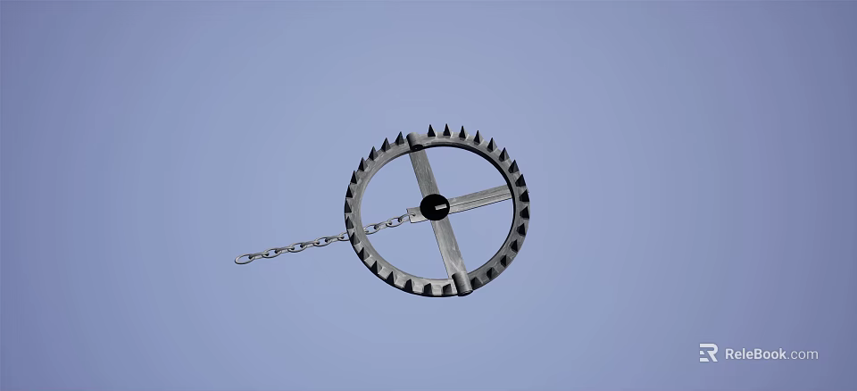 Metal Circular Toothed Agricultural Equipment Part With Cross Center Bars And Connecting Chain 3d model 