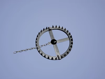 Metal Circular Toothed Agricultural Equipment Part With Cross Center Bars And Connecting Chain 3d model