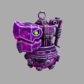 Futuristic Purple Mechanical Weapon Featuring Green Eye And Metal Spring Design Parts