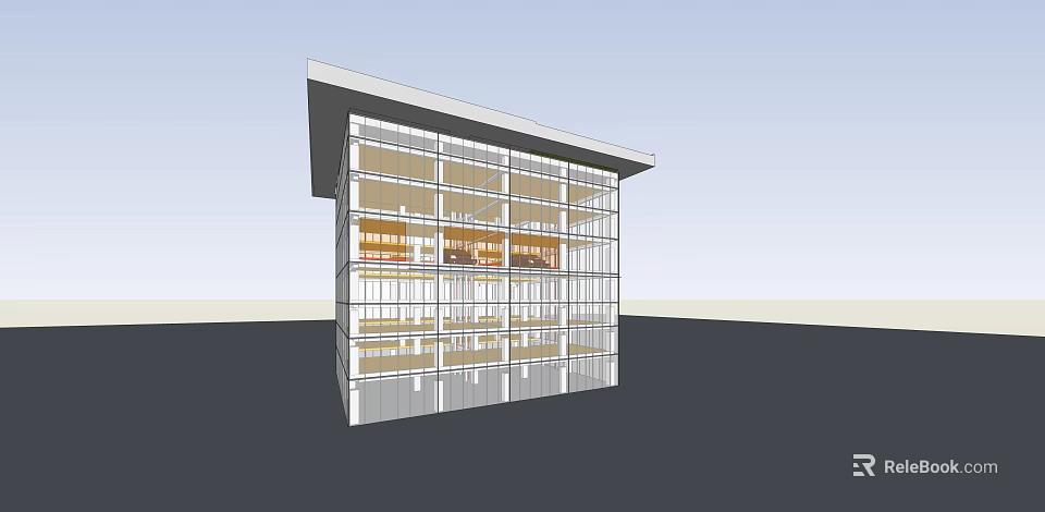 Modern Multi story Building With Glass Facade And Architectural Design Elements 3d model