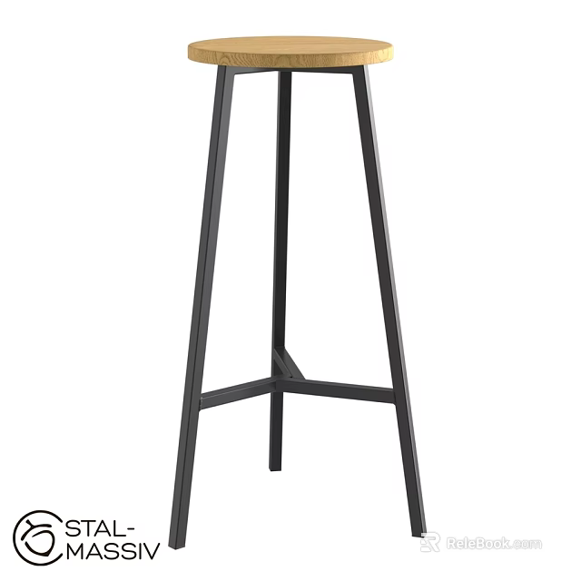 Modern Single Chair With Black Metal Frame And High Leg Design 3d model 