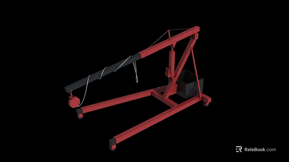 Functional Vehicle with Red Mobile Crane Boom Stand and Hook Design 3d model
