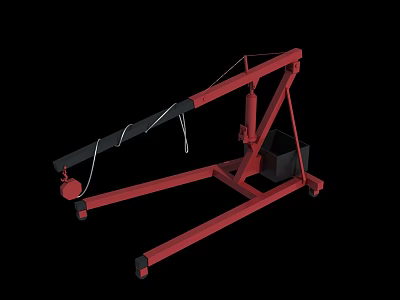 Functional Vehicle with Red Mobile Crane Boom Stand and Hook Design 3d model