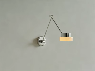 Modern Chrome Wall Lamp With Adjustable Arm And Glass Shade Emitting Warm Light 3d model