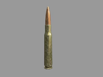Isolated Brass Tipped Green Shell Bullet as Military Weapon Ammunition Component 3d model