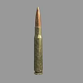 Isolated Brass Tipped Green Shell Bullet as Military Weapon Ammunition Component