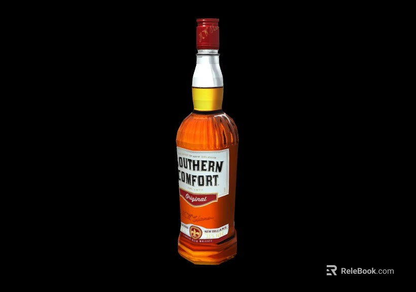 Southern Comfort Alcoholic Beverage Bottle With Amber Liquid And Labeled Design 3d model 