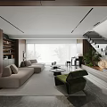 Modern Luxury Open Plan Living And Dining Room With Comfortable Sofa And Warm Wood Decor