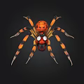 Orange Spider With Black Spots Orange Black Legs White Eye Like Parts On Black Background