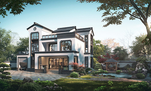 New Chinese Style Villa 3d model