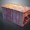 Vintage Wooden Trunk With Worn Surface And Metal Clasps For Home Storage