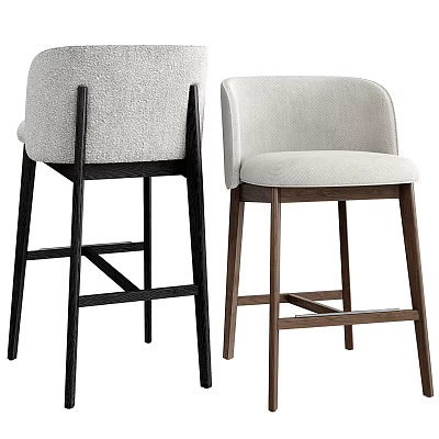 Modern Upholstered Bar Stools With Dark And Light Wooden Legs Design 3d model