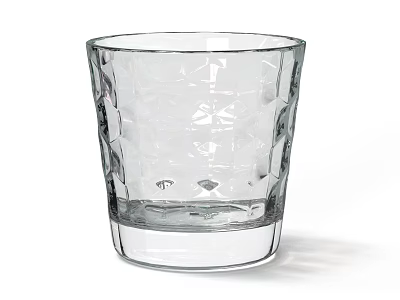 Clear Textured Glass Cup With Intricate Cut Design For Elegant Daily Use 3d model