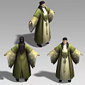 Traditional Chinese Style Furniture With Green Robe Inspired Design And Multi Angle Views