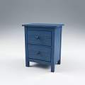 Blue Wooden Bedside Table With Two Drawers Open Top Drawer And Metal Knobs 3d model