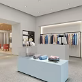 Modern Clothing Store Interior Design With Clothing Racks Mannequins And Display Counter