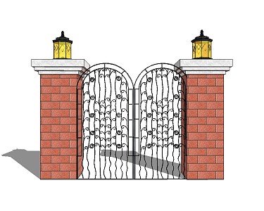 European-style iron gate 3d model