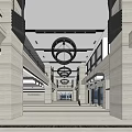 Modern Elevator Hallway Design With Spacious Layout And Circular Ceiling Lights 3d model