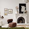 Bright Living Room Interior with Green Sofa Bookshelf Easel and Large Potted Plant