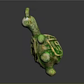Green Turtle Shaped Decorative Ornament With Intricate Pattern And Hanging Loop