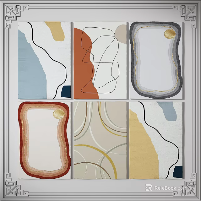 Square Rugs With Abstract Geometric Patterns In Multiple Colors For Modern Decor 3d model