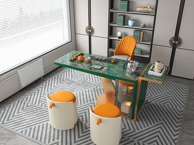 Modern Tea Table and Chair Tea Table and Chair Combination model